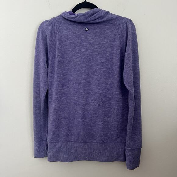 PrAna Women’s Ember Sweatshirt Cowl Neck Purple Kangaroo Pockets size M - Picture 5 of 7